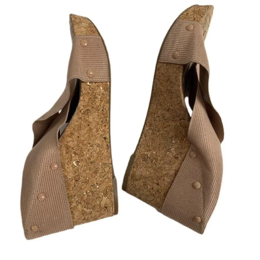 Lucky Brand Tan Crisscross‎ Strap Cork Wedge Sandal